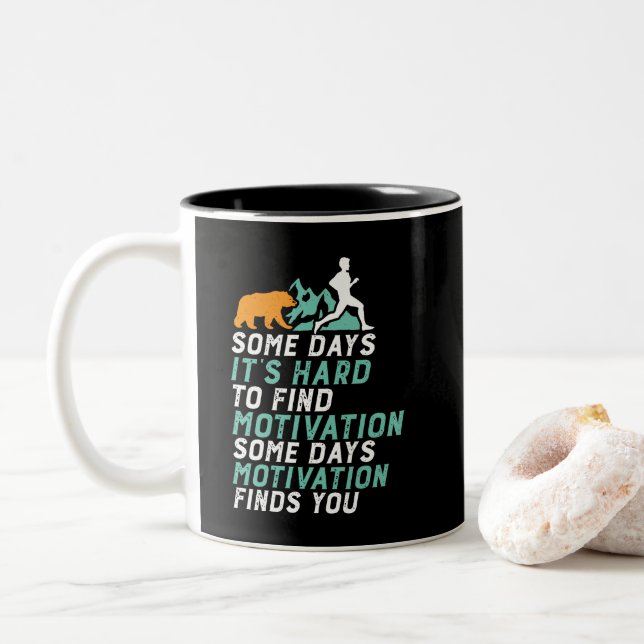Tasse 2 Couleurs Drôle Motivation De Courir Chassé Par L'Ours (Avec donut)