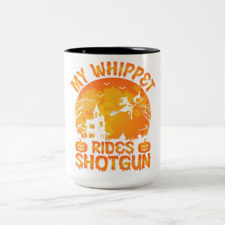 Tasse 2 Couleurs Drôle My Whippet Rides Shotgun Halloween cadeau