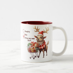 Tasse 2 Couleurs Drôle Naughty Nice Reindeer