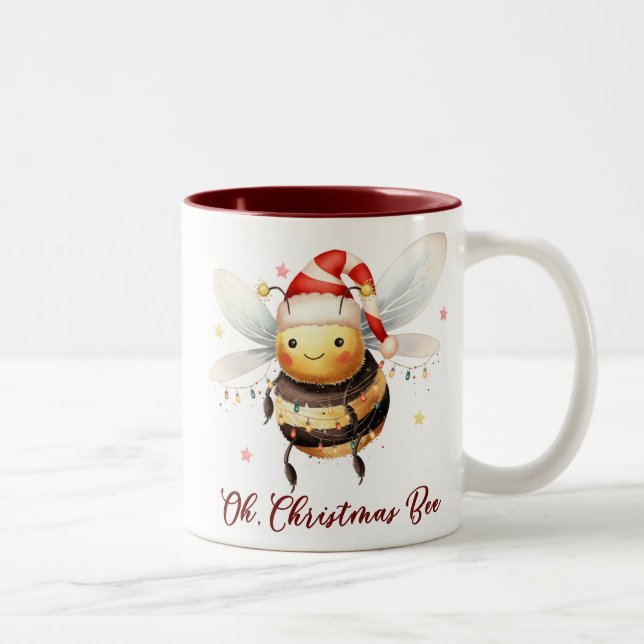 Tasse 2 Couleurs Drôle Oh Christmas Bee (Droit)