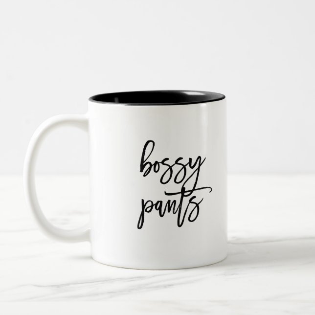 Tasse 2 Couleurs Drôle Pantalon Bossy Dit (Gauche)