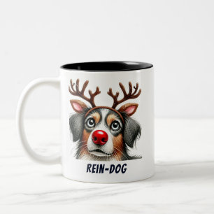 Tasse 2 Couleurs Drôle Père Noël Rein-Dog