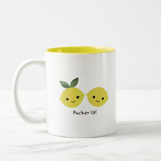 Tasse 2 Couleurs Drôle Pucker Up Lemons (Gauche)