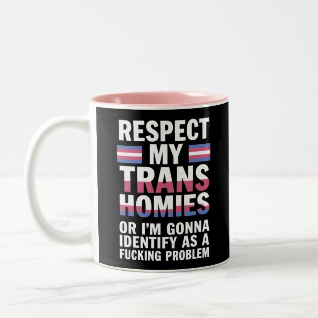 Tasse 2 Couleurs Drôle Respecte Mes Copains Trans Mois de la Fierté (Gauche)