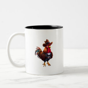 Tasse 2 Couleurs Drôle Rooster Dessin Illustration Art
