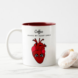 Tasse 2 Couleurs Drôle Rouge Kawaii Coeur Dessin Valentines Jour