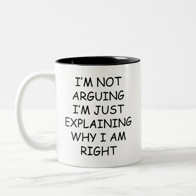 Tasse 2 Couleurs Drôle Sarcastique Je ne discute pas (Gauche)