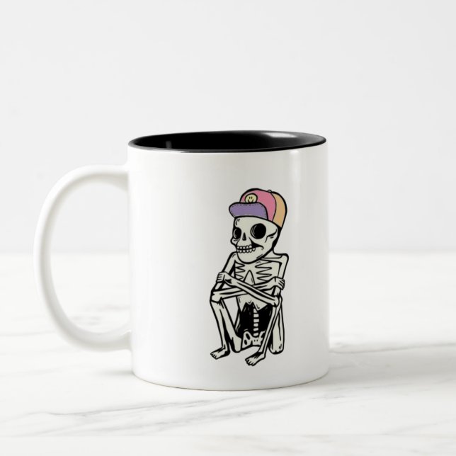 Tasse 2 Couleurs Drôle Skeleton en attente (Gauche)