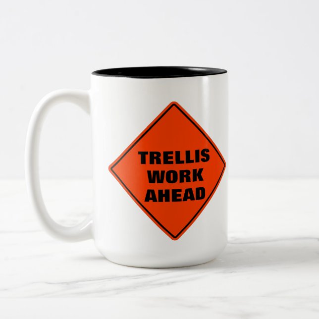 Tasse 2 Couleurs Drôle trellis orange travailler avant la prudence  (Gauche)