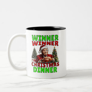 Tasse 2 Couleurs Drôle Trump vainqueur du dîner de Noël