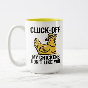 Tasse 2 Couleurs Drôle Vintage Cluk Off Amoureux de Poules Minimali