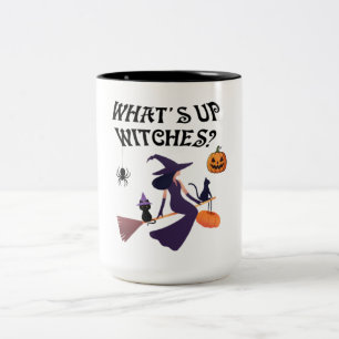 Tasse 2 Couleurs Drôles de sorcières Halloween Sorcière et chat