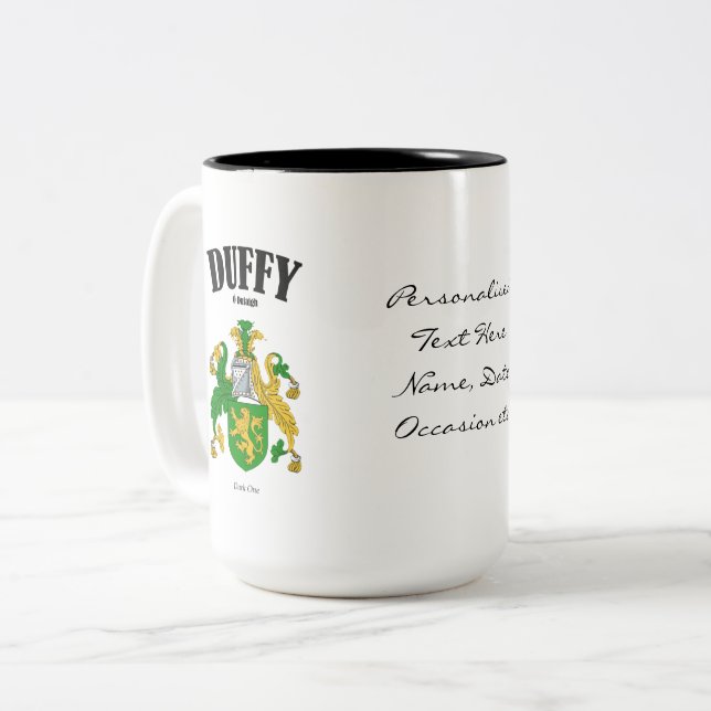 Tasse 2 Couleurs Duffy Family Crest, Traduction & Signification (Devant gauche)