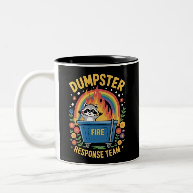 Tasse 2 Couleurs Dumpster Fire Response Team Sarcasm Meme Funny  (Gauche)