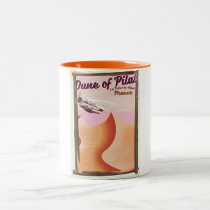 Tasse 2 Couleurs Dune de Pilat, affiches de voyage vintage de Franc
