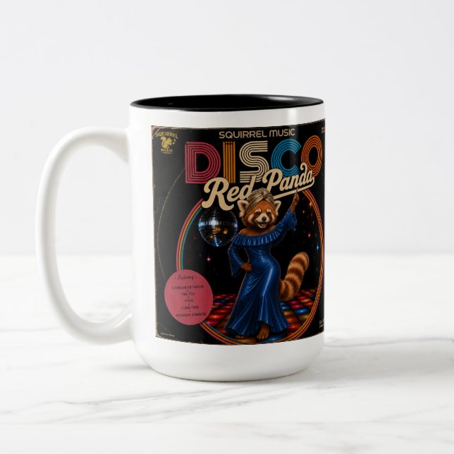 Tasse 2 Couleurs Duo de Panda Rouge Disco (Gauche)