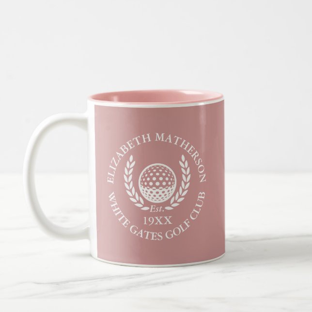 Tasse 2 Couleurs Dusty Rose Pink Personalized Golf Club Name (Gauche)