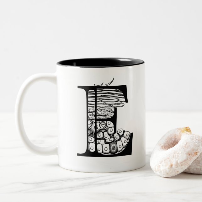 Tasse 2 Couleurs E est pour Epidermis (mug) (Avec donut)