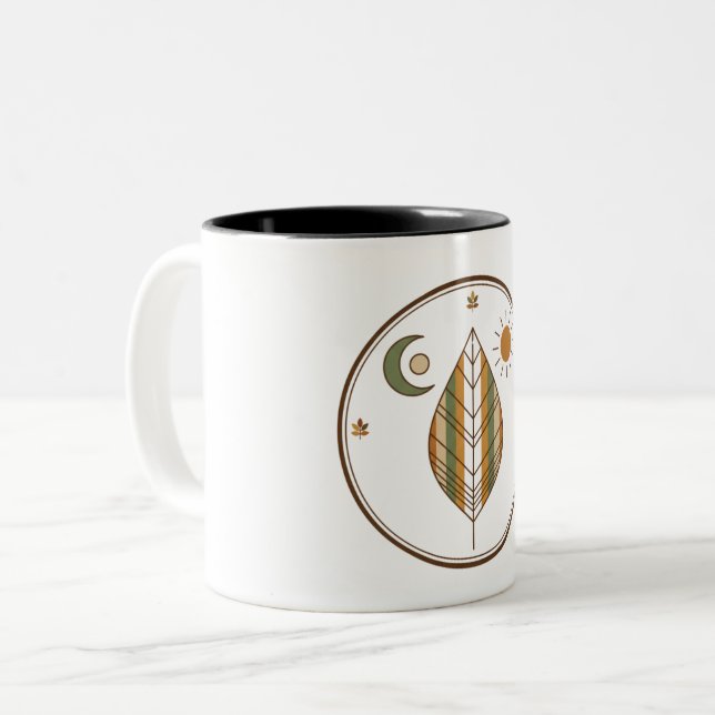 Tasse 2 Couleurs Earthy Ochre Brown Moss Green Coffee Cup (Devant gauche)