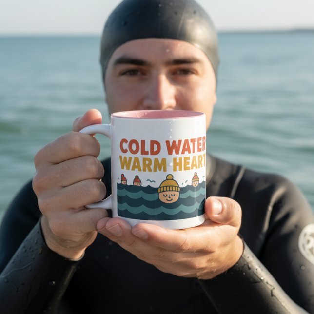 Tasse 2 Couleurs Eau froide, cœur chaud – Conception de nageur sauv (Créateur téléchargé)