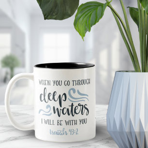 Tasse 2 Couleurs Eaux profondes Encouragement Bible Verse Cadeau