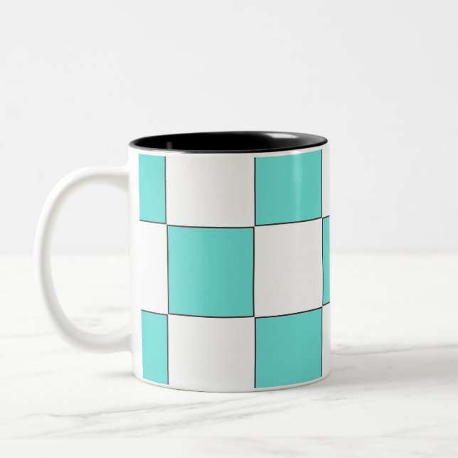 Tasse 2 Couleurs Échecboard Cyan Vert (Gauche)