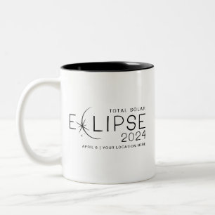 Tasse 2 Couleurs Éclipse Solaire 2024 Emplacement Personnalisé Comm
