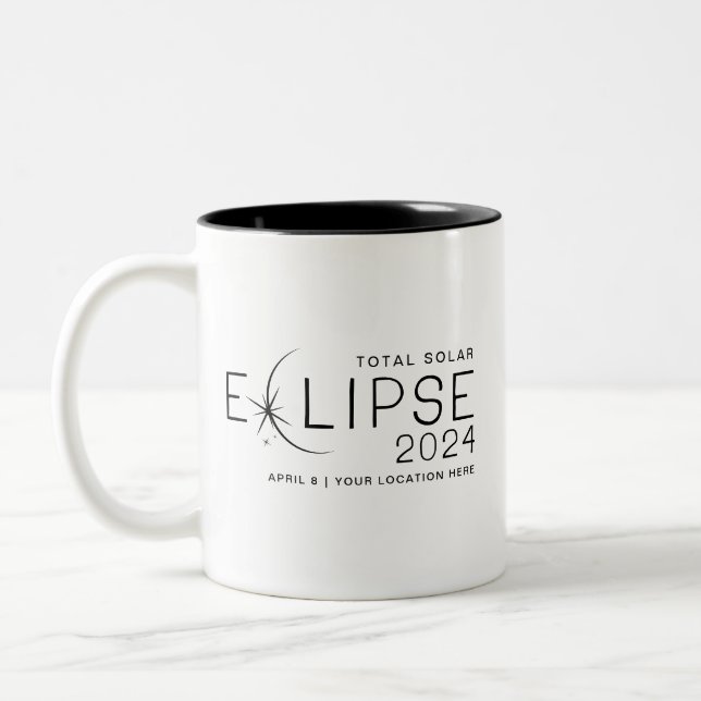 Tasse 2 Couleurs Éclipse Solaire 2024 Emplacement Personnalisé Comm (Gauche)