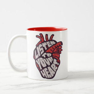 Tasse 2 Couleurs "Écoutez votre cœur" Art anatomique