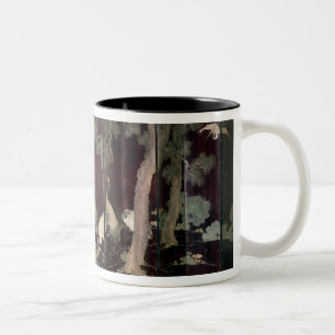 Tasse 2 Couleurs Écran de Coromandel dépeignant des grues