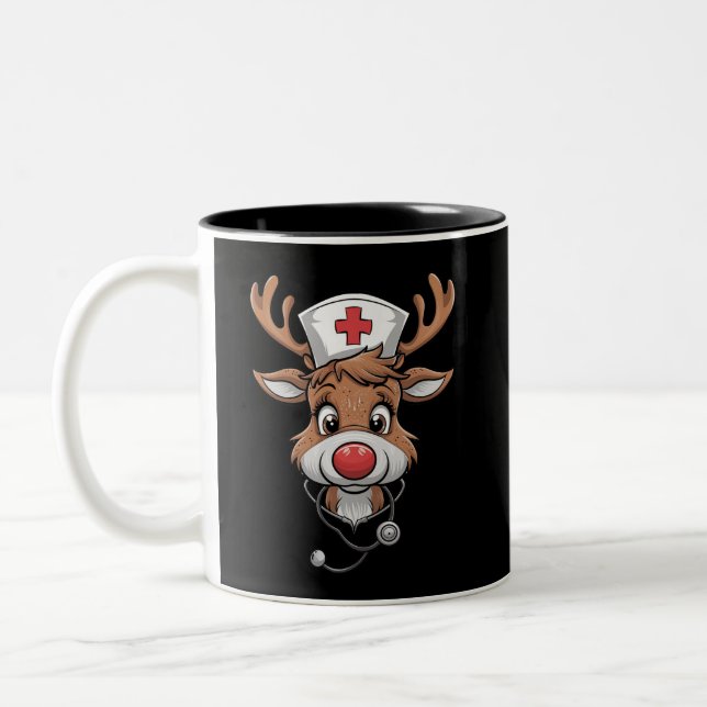 Tasse 2 Couleurs Écran de Noël Top Reindeer Gants en caoutchouc (Gauche)