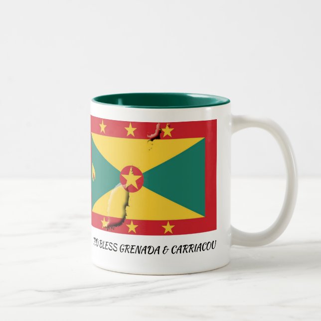 Tasse 2 Couleurs Écriture DRAPEAU GRENADA Patriotique Customisé (Droit)