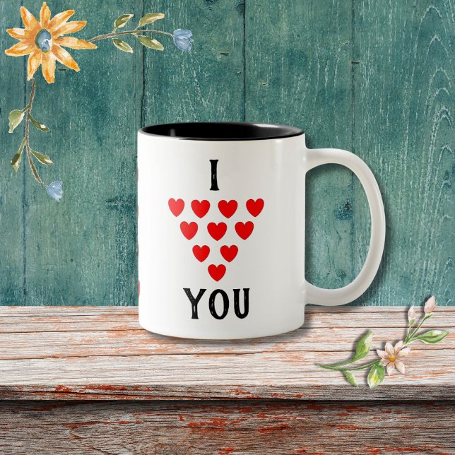 Tasse 2 Couleurs Écriture "Je t'aime" avec le coeur Saint Valentin (Créateur téléchargé)