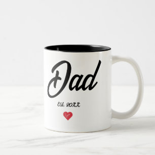 Tasse 2 Couleurs Écriture noire établie Papa Cœur