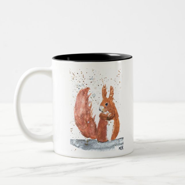 Tasse 2 Couleurs Écureuil bois animal aquarelle forêt mignonne (Gauche)