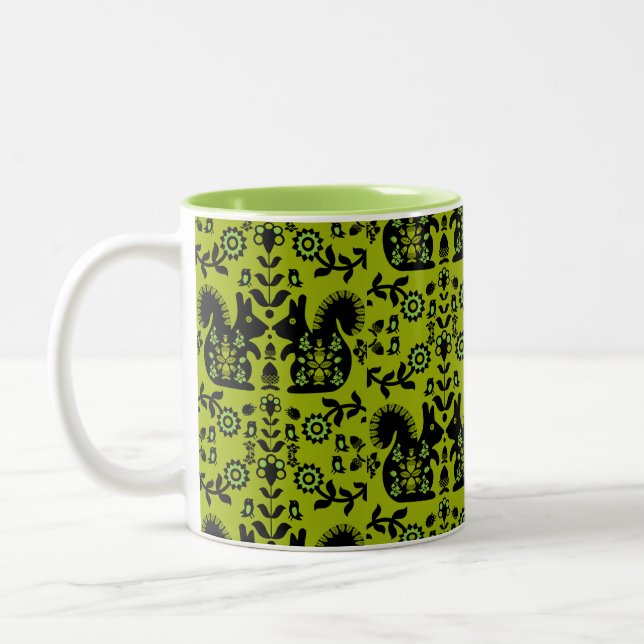 Tasse 2 Couleurs Écureuil Nordic Scandinave Folk Art (Gauche)