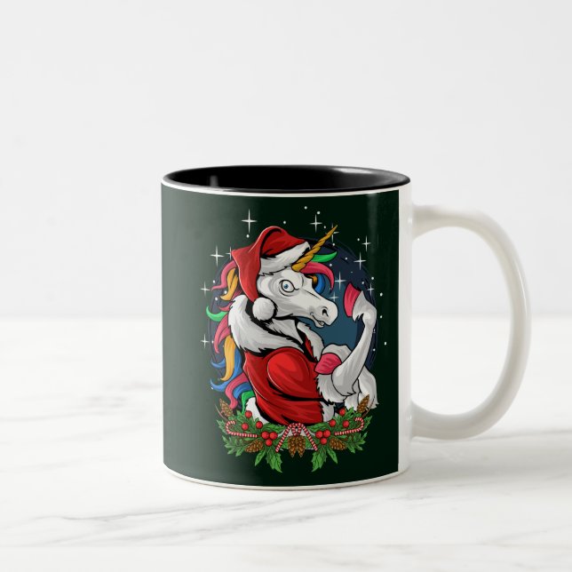 Tasse 2 Couleurs Edgy Père Noël Unicorn (Droit)
