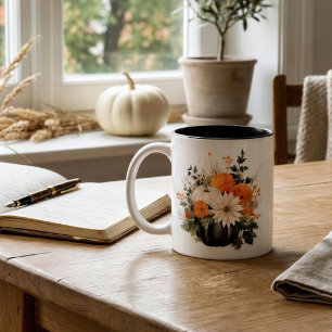 Tasse 2 Couleurs Editable Moderne Cute Girl Boho Citrouille Automne