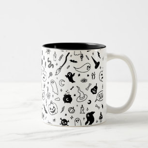 Tasse 2 Couleurs éffrayant doodé de fête d'halloween effrayant