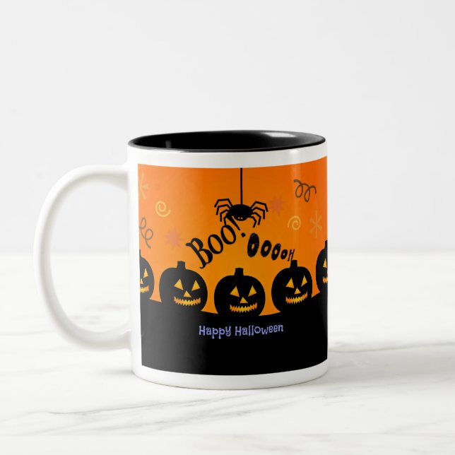 Tasse 2 Couleurs Éffrayant Halloween Citrouilles Jack-o-Lanterns (Gauche)