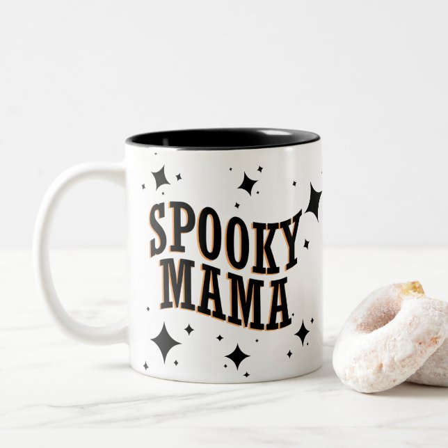 Tasse 2 Couleurs Éffrayant Mama Funny Met Halloween (Avec donut)