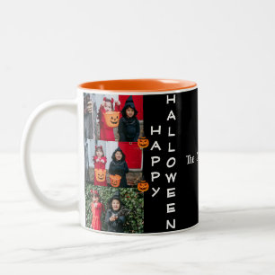 Tasse 2 Couleurs Éffrayant moderne Halloween Famille Trois Photo Co
