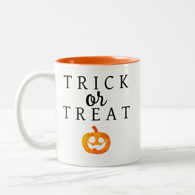 Tasse 2 Couleurs Éffrayant Trick Ou Treat Jack-o'lantern Halloween (Gauche)