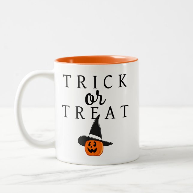 Tasse 2 Couleurs Éffrayant Trick Ou Treat Jack-o'lantern Halloween (Gauche)