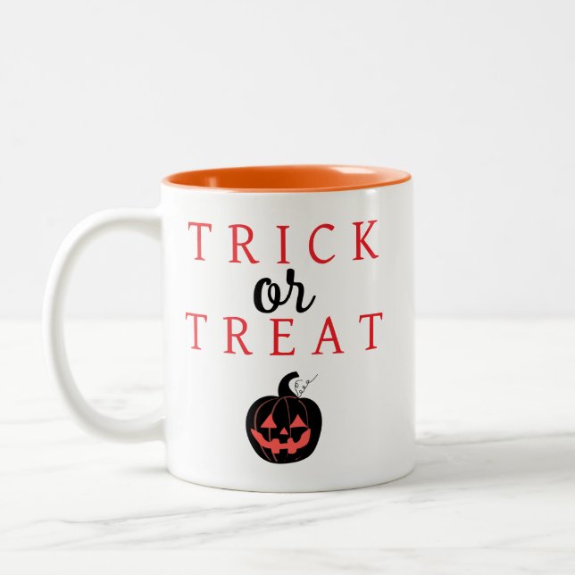 Tasse 2 Couleurs Éffrayant Trick Ou Treat Jack-o'lantern Halloween (Gauche)