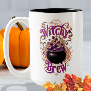 Tasse 2 Couleurs Éffrayant Vintage Cauldron Halloween sorcière bras