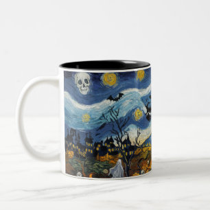 Tasse 2 Couleurs Éffrayante nuit-Halloween Ghoost Crâne hantée Mais