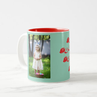 Tasse 2 Couleurs  Egg Hunt Girl Photo with Basket and Rabbit Ear