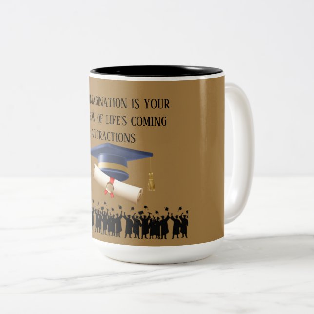 Tasse 2 Couleurs Einstein's graduation motto light brown (Devant droit)