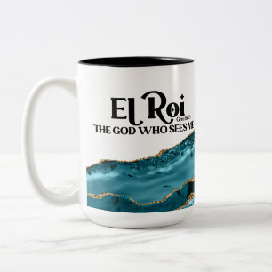 Tasse 2 Couleurs El Roi Le Dieu Qui Me Voit Turquoise Monogramme De